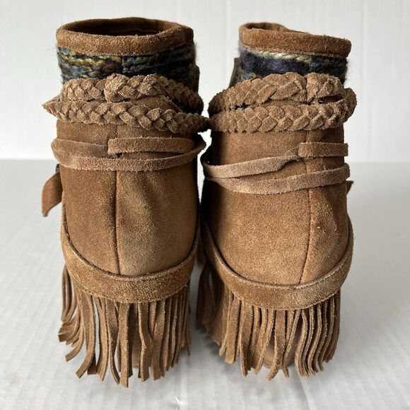 Naughty Monkey Womens Sz 10 Shoes Brown Suede Fringe Boho Western Fashion Boots - Picture 6 of 14